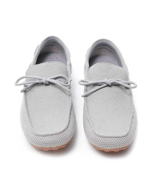 Swims White Braided Lace Knit Loafers for men