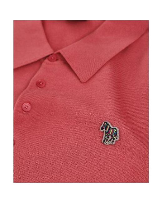 Paul Smith Red Knitted Zebra Polo Shirt for men