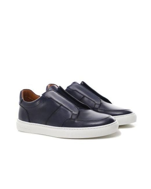 Oliver Sweeney Blue Leather Rende Trainers for men