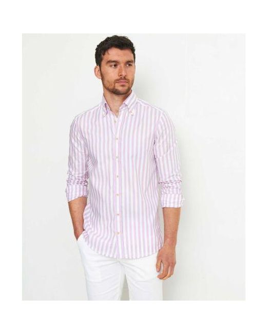 Stenstroms Purple Slimline Striped Shirt for men