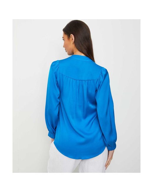 Silk95five Blue Madras Silk Blouse