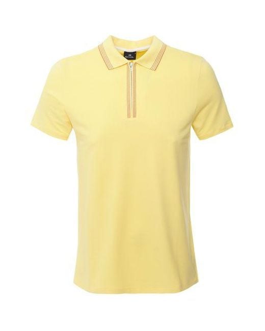 Paul Smith Yellow Zip Neck Polo Shirt for men