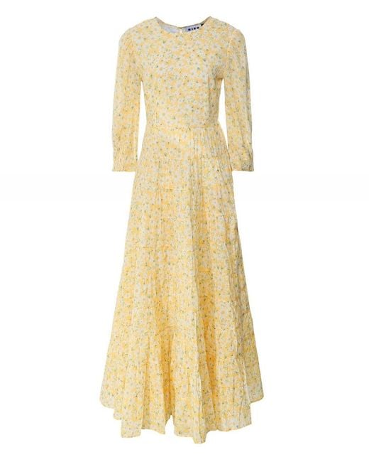 RIXO London Cotton Kristen Tier Maxi Dress in Yellow | Lyst