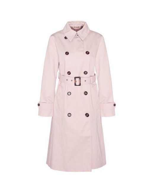 Barbour Pink Showerproof Greta Trench Coat