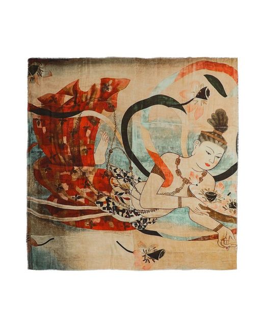 TALKING WALLS Metallic Ela Senso-ji Silk Scarf