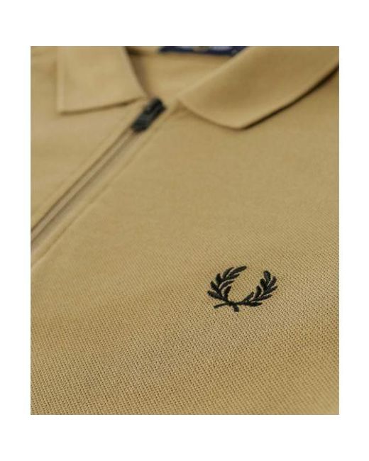 Fred Perry Green Zip Neck Polo Shirt for men