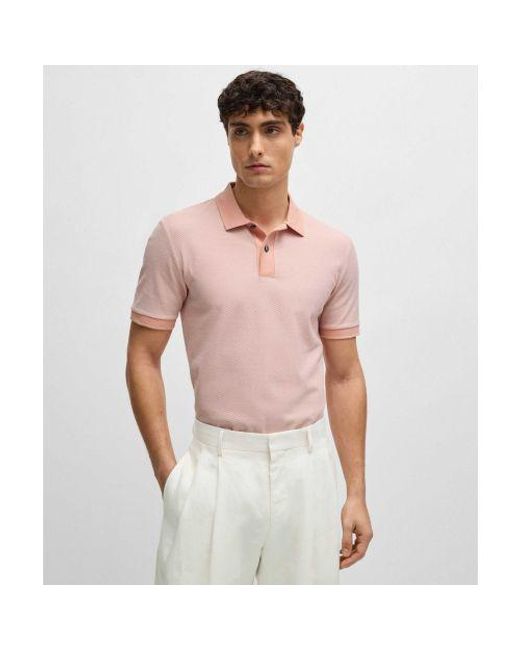 Boss Pink Slim Fit Phillipson 37 Polo Shirt for men