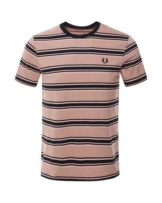 Fred Perry Pink Striped T-shirt for men