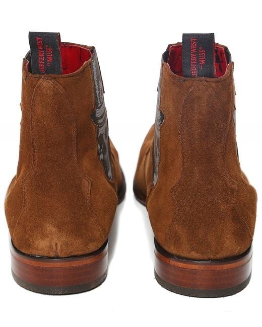 Jeffery West Suede Scarface Skull Chelsea Boots in Brown for Men Lyst