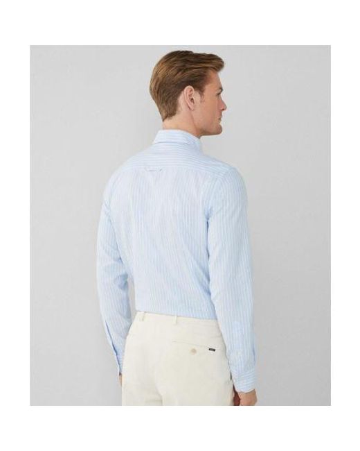 Hackett White Slim Fit Striped Oxford Shirt for men