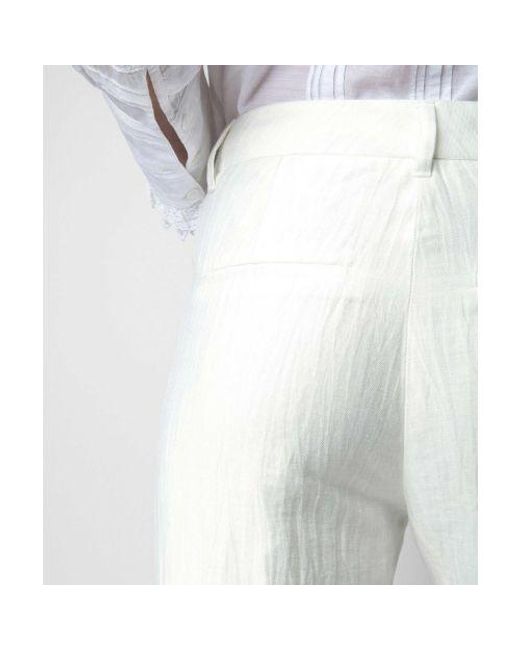 Zadig & Voltaire White Linen Flared Pistol Trousers