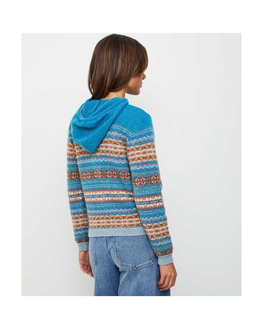 Eribe Blue Kinross Fairisle Hoodie Jumper