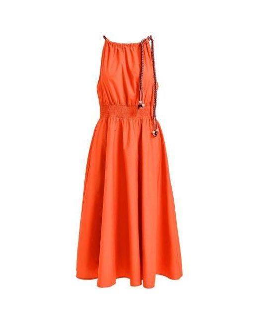 Essentiel Antwerp Orange Fergie Halter Neck Midi Dress