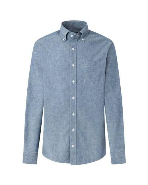 Hackett Blue Slim Fit Chambray Shirt for men
