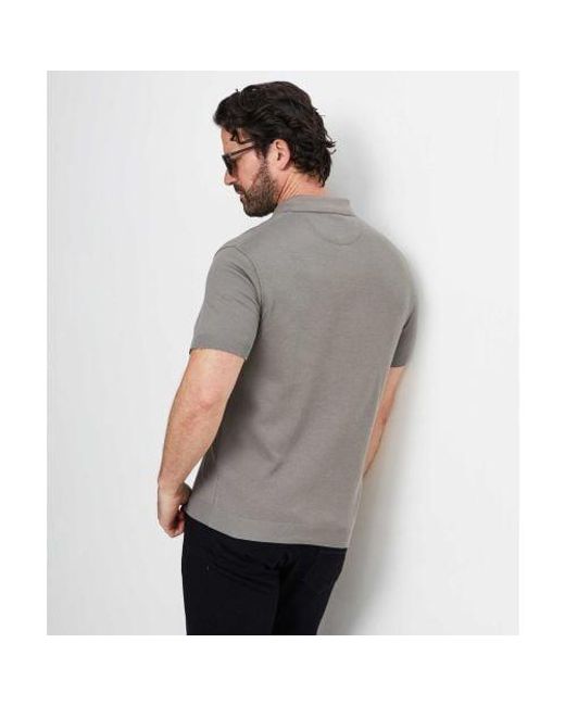 Hackett Gray Knitted Pique Polo Shirt for men