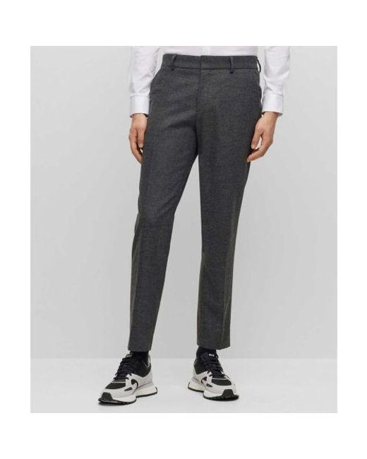 Boss Gray Slim Fit P-genius Trousers for men