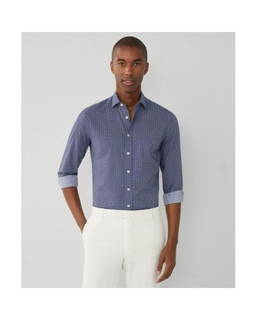 Hackett Blue Slim Fit Geo Floral Shirt for men
