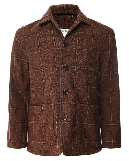 Universal Works Wool Check Bakers Chore Jacket in Brown for Men Lyst