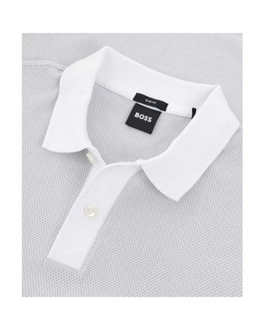 Boss White Slim Fit Phillipson 37 Polo Shirt for men