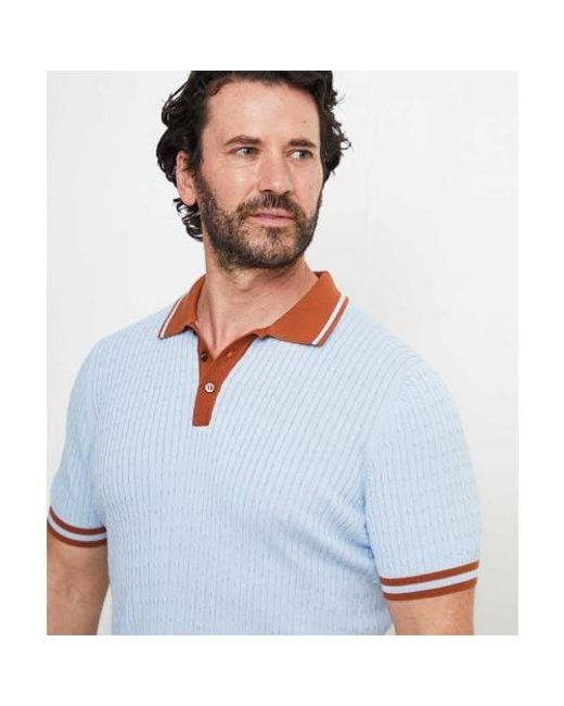 Gran Sasso Blue Textured Knit Tennis Polo Shirt for men