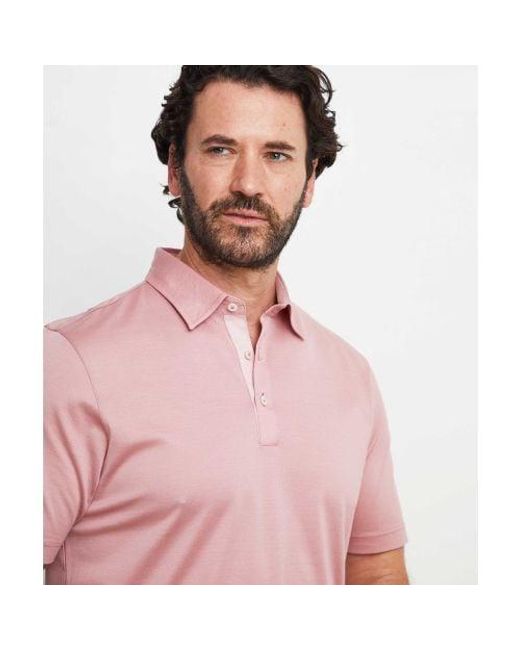 Gran Sasso Pink Contrast Trim Pique Polo Shirt for men