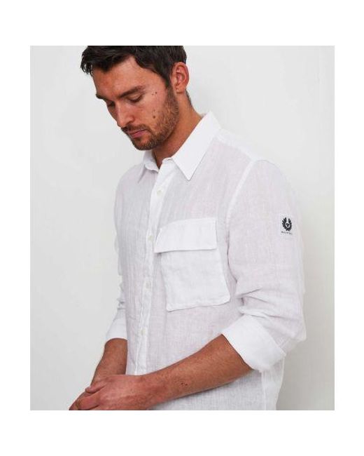 Belstaff White Garment Dyed Linen Scale Shirt for men