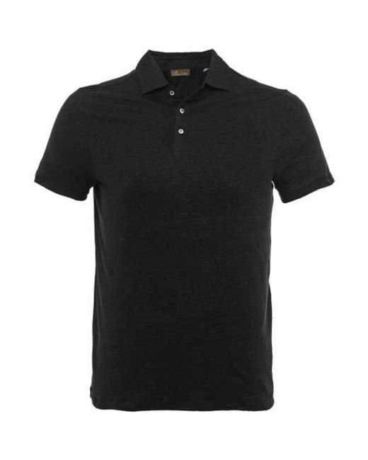 Stenstroms Black Linen Polo Shirt for men