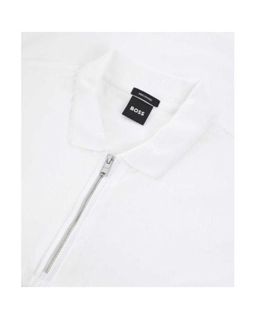 Boss White Mercerised Polston 11 Polo Shirt for men