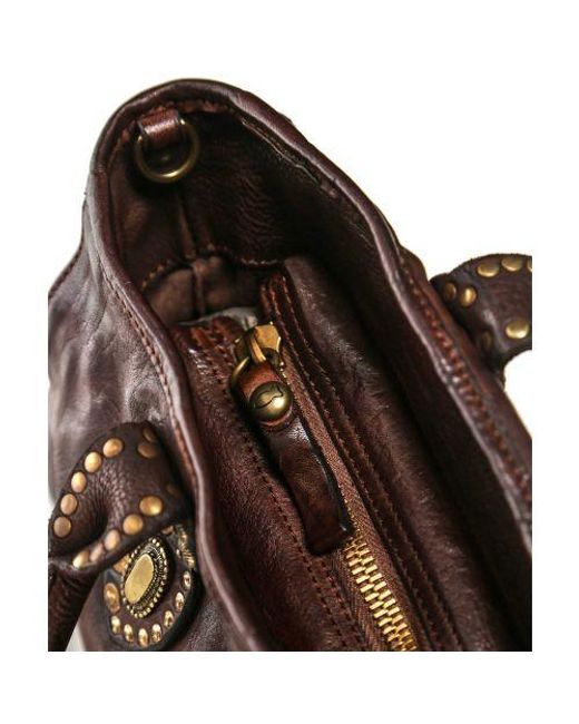 Campomaggi Brown Leather Studded Shopper Bag