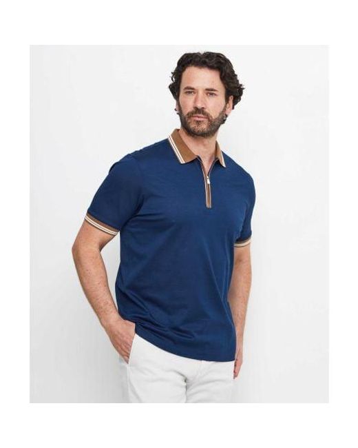 Gran Sasso Blue Zip Tennis Polo Shirt for men