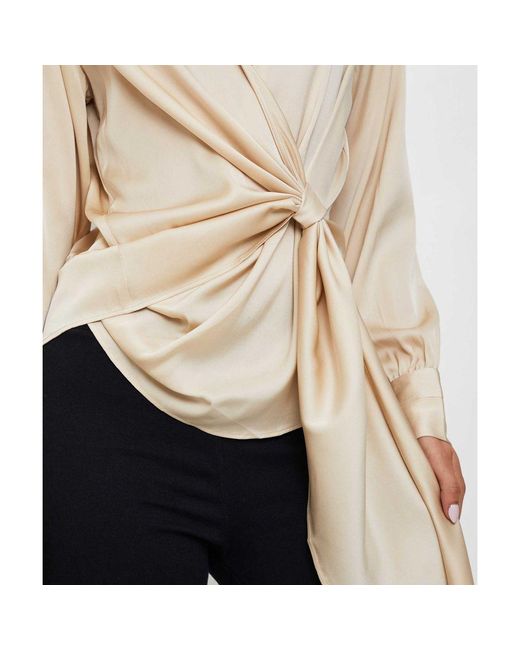 Silk95five Natural Monticello Wrap Blouse