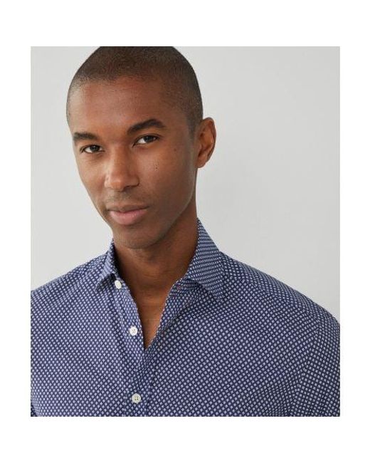 Hackett Blue Slim Fit Geo Floral Shirt for men