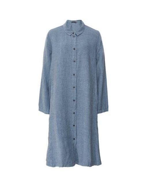 Oska Blue Linen Shirt Dress