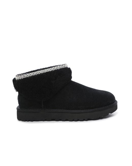 Ugg Black Classic Ultra Mini Maxi Curly Boots