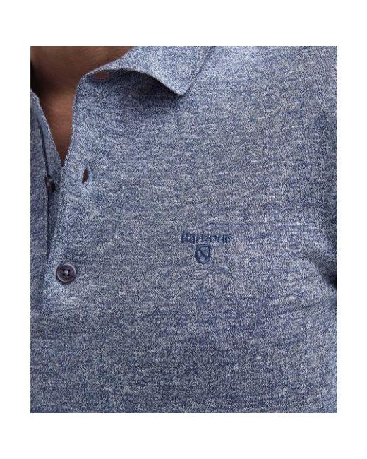 Barbour Blue Knitted Buston Polo Shirt for men
