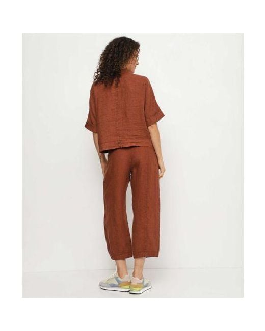 Oska Red Cropped Linen Trousers