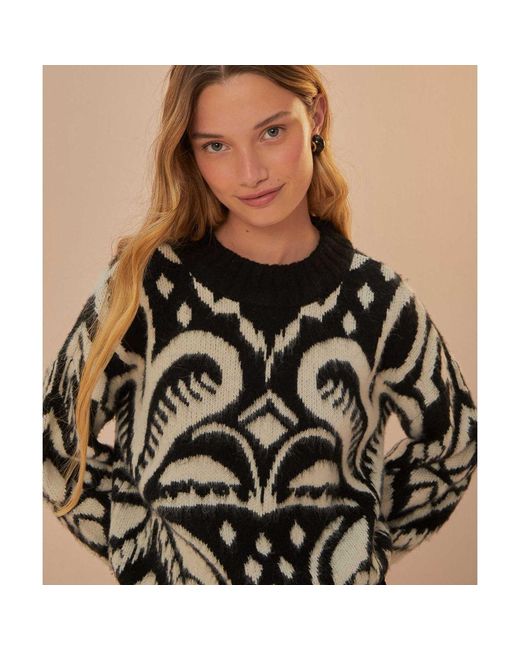 Farm Rio Black Ikat Pineapple Jumper