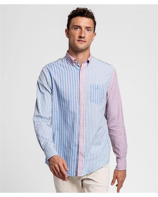 GANT Cotton Regular Fit Mixed Stripe Windblown Oxford Shirt in Blue for ...