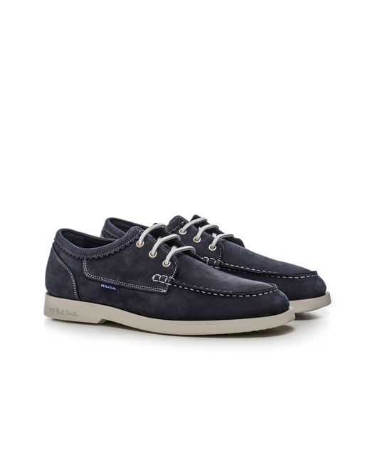 Paul Smith Blue Leather Pebble Moccasins for men