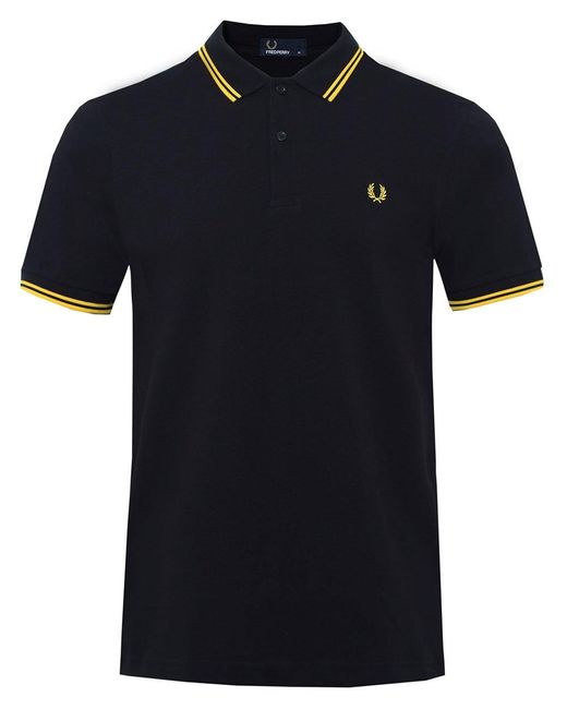 Fred Perry Black Twin - Tipped Slim Fit Polo Shirt for men