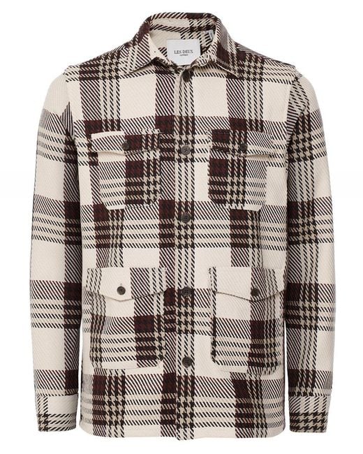 Les Deux Cotton Textured Check Jesse Overshirt in Beige (Natural) for ...