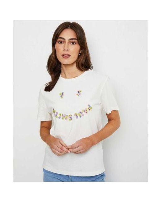 Paul Smith White Floral Happy Print T-shirt