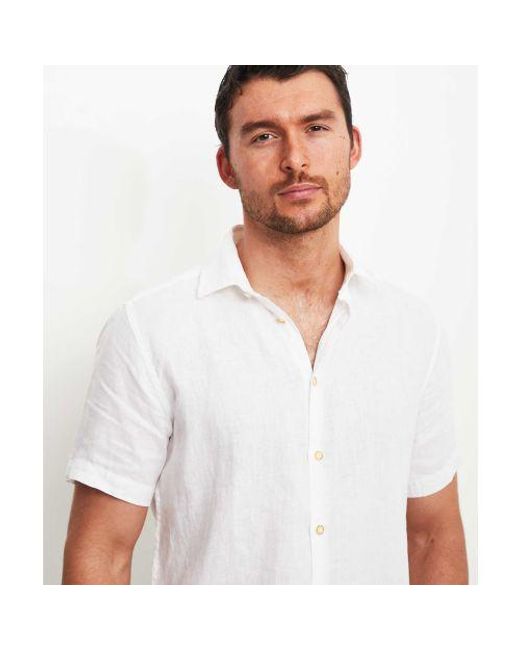 Sseinse White Linen Short Sleeve Shirt for men