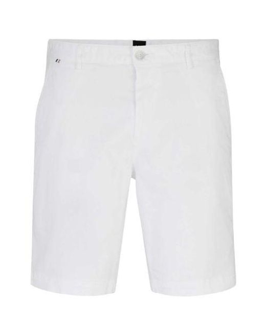 Boss White Slim Fit Slice Shorts for men