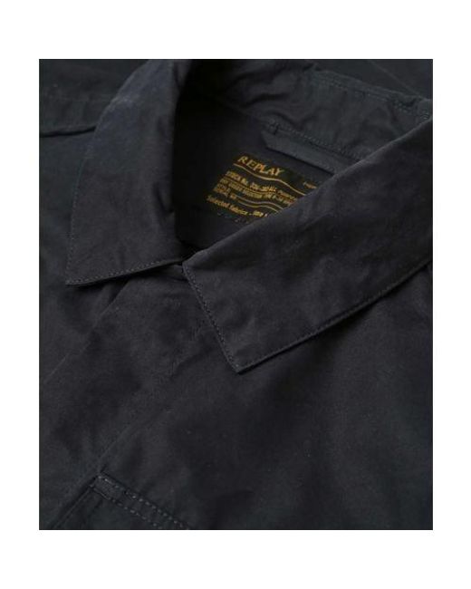 Replay Blue Zip-through Pocket Overshirt for men