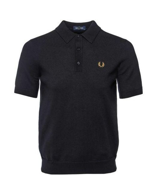 Fred Perry Blue Classic Knitted Polo Shirt for men