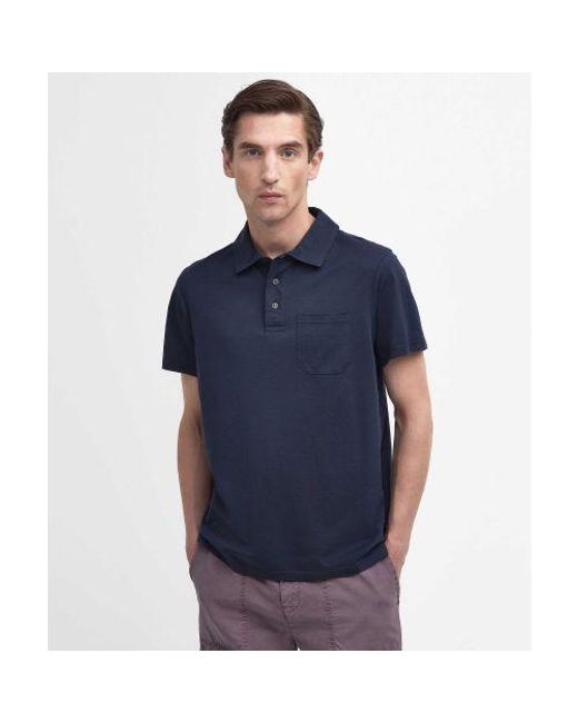 Barbour Blue Mercerised Cotton Polo Shirt for men