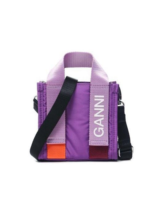 Ganni Purple Mini Tech Tote Bag