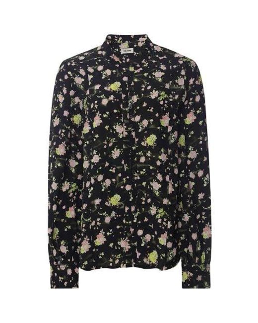 Zadig & Voltaire Black Twina Soft Crinkle Roses Shirt