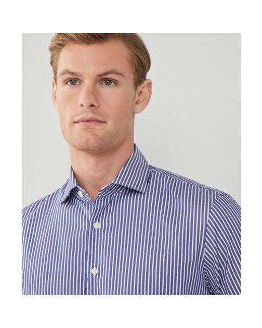 Hackett Blue Classic Fit Striped Shirt for men